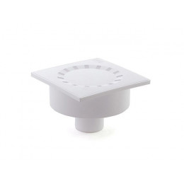 Сливной трап верт. 50 сух.затв., реш.пласт. 150х150 мм, бел. РТП