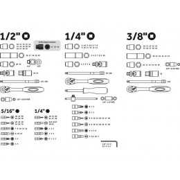 Набор головок и бит 171пр. 1/4",3/8",1/2" PRO STARTUL LE MANS (PRO-171L)
