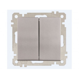 Выключатель 2-клав. (скрытый, без рамки, пруж. зажим) серебро, DARIA, MUTLUSAN