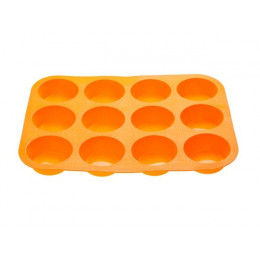Форма для выпечки, силиконовая, прямоугольная на 12 кексов, 33 х 25 х 3 см, оранж., PERFECTO LINEA