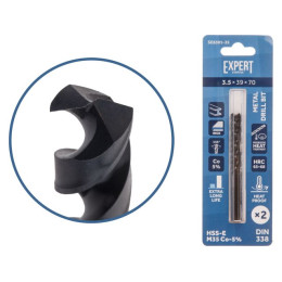 Сверло по металлу ц/х 3.5х39х70 мм HSS-Co, комплект из 2-х шт Black EXPERT STARTUL
