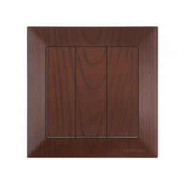 Выключатель 3-клав. (скрытый, пруж. зажим) орех, DARIA, MUTLUSAN