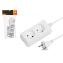 Удлинитель 3м (2 роз., 2,2кВт, б/з, ПВС 2х0,75) Юпитер