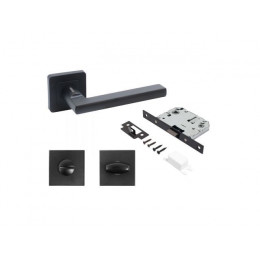 Комплект ручка и защ. с фикс АЛЛЮР АРТ "ВЕНСАН" BL+L7050S BL+BK-S1 BL (26150/S7050) матовый черный