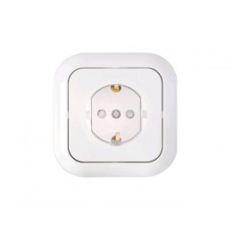 Розетка 1-ая (скрытая, с/з, со шторками) белая, Гармония, Bylectrica