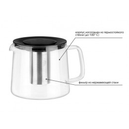 Чайник заварочный, стеклянный, 1500 мл, Handy, PERFECTO LINEA
