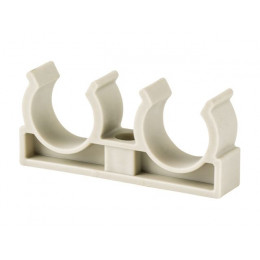 Клипса (опора) для труб ПП двойная d20, сер. РТП