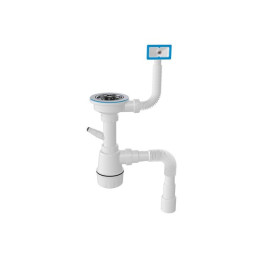 Сифон для кухни с прямоугольным переливом , выпуск 3 1/2, с гибкой трубой 1 1/2" - 40/50мм, AV Engin