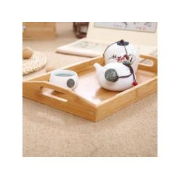 Поднос бамбуковый с ручками, прямоугольный, 46х31 см, BAMBOO, PERFECTO LINEA