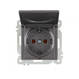 Розетка 1-ая (скр, б/рамки, с/з, шторки, с/крыш) дымч. CANDELA (DARIA), MUTLUSAN