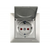 Розетка 1-ая (скрытая, с/з, шторки, с крышкой) титан, DARIA, MUTLUSAN