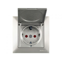 Розетка 1-ая (скрытая, с/з, шторки, с крышкой) титан, DARIA, MUTLUSAN