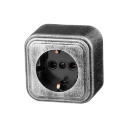 Розетка 1-ая (открытая, с/з) серебро, Стандарт, Юпитер