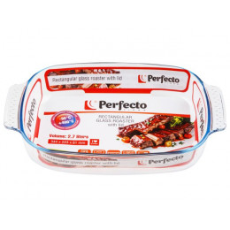 Форма из жаропрочного стекла, 2.7 л, с крышкой, прямоугольная, 344х223х61 мм, PERFECTO LINEA