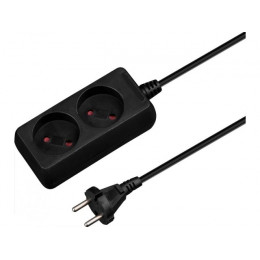Удлинитель 1,5м (2 роз., 2,2кВт, б/з, ПВС 2х0,75) черный, Юпитер