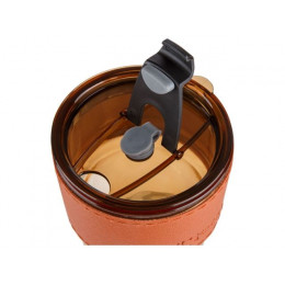 Стакан стеклянный (комплект) с трубочкой и кожаным кейсом, 400 мл, Amber, PERFECTO LINEA