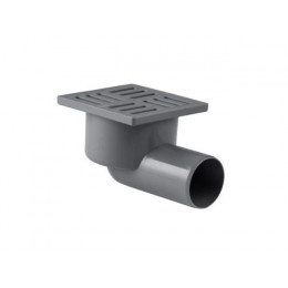 Сливной трап гориз. 50 сух.затв., реш.пласт. 100х100 мм, сер. РТП