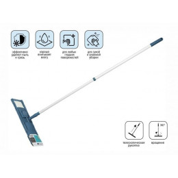 Швабра для пола с насадкой из микрофибры, темно-синяя, PERFECTO LINEA