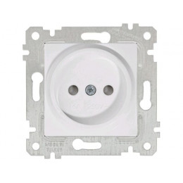 Розетка 1-ая (скрытая, без рамки, б/з, шторки) белая, RITA, MUTLUSAN