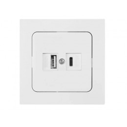 Розетка с двумя USB-разъемами (скрытая) белая, Astrum BYLECTRICA