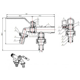 Кран водоразборный 1/2" нар. настенный со штуцером, AV Engineering