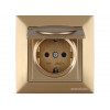 Розетка 1-ая (скрытая, с/з, с крышкой) золото, DARIA, MUTLUSAN