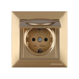 Розетка 1-ая (скрытая, с/з, с крышкой) золото, DARIA, MUTLUSAN