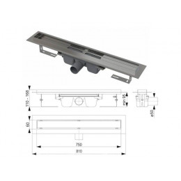 Водоотводящий желоб с порогами для цельной решетки, Alcaplast