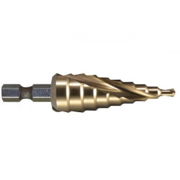 Сверло ступенчатое HSS-TiN с коническим желобком, 4-12, хв 6-ти гран