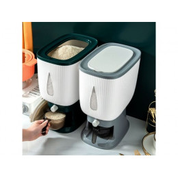 Контейнер для круп с дозатором, 10 кг, бело-серый