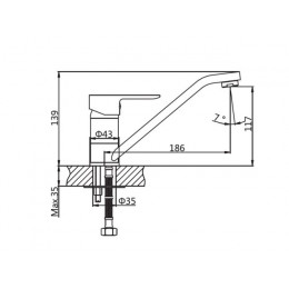 Смеситель для кухни (Lt) D35, серия LOR AV Engineering