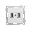 Розетка компьютерная 2хUSB (скрытая, без рамки) белая (не для зарядки), DARIA, MUTLUSAN