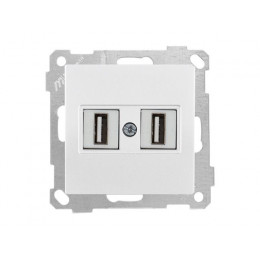 Розетка компьютерная 2хUSB (скрытая, без рамки) белая (не для зарядки), DARIA, MUTLUSAN