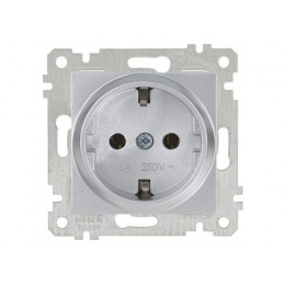 Розетка 1-ая (скрытая, без рамки, с/з) серебро, RITA, MUTLUSAN