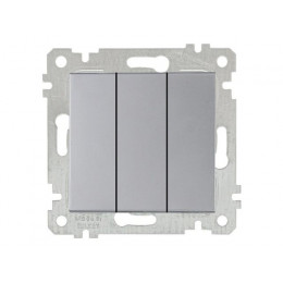 Выключатель 3-клав. (скрытый, без рамки, винт. зажим) серебро, RITA, MUTLUSAN
