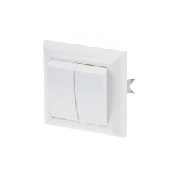 Выключатель 2 клав. (скрытый, до 6А) белый, Эконом, Юпитер