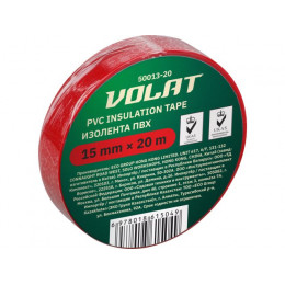 Изолента ПВХ 15ммх20м красная ВОЛАТ