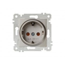 Розетка 1-ая (скрытая, без рамки, с/з, шторки) титан, RITA, MUTLUSAN