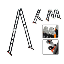 Лестница алюм. многофункц.4х6 ступ.(стрем.-332см,лестн.-690см) 17,0кг BLACK LINE STARTUL (ST9930-06)