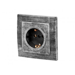 Розетка 1-ая (скрытая, с/з) серебро, Стандарт, Юпитер