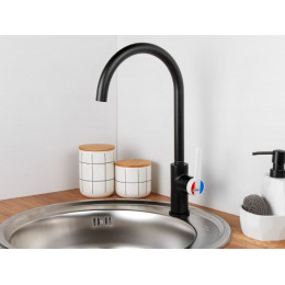 Смеситель для кухни (Lt) D35, серия Rose черный + белый, a-five