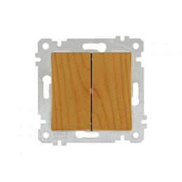 Выключатель 2-клав. (скрытый, без рамки, пруж. зажим) дуб, RITA, MUTLUSAN