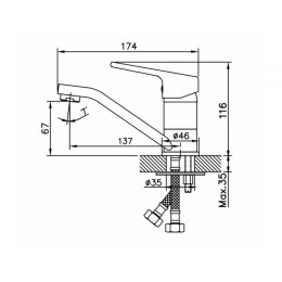 Смеситель для кухни (Lt) D35, серия HOB AV Engineering