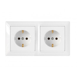 Розетка 2-ая (скрытая, с/з) белая, Стиль, Bylectrica