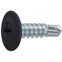 Саморез 4.2х19 мм с прессшайбой, цинк, со сверлом, RAL 9005 (150 шт в пласт. конт.) STARFIX