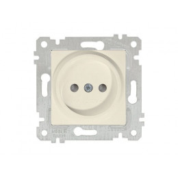 Розетка 1-ая (скрытая, без рамки, б/з, шторки) кремовая, RITA, MUTLUSAN