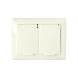 Розетка 2-ая (cкрытая, с/з, брызг. защ.) бежевая, Стиль, Bylectrica