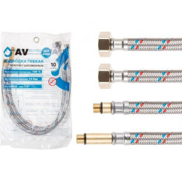 Подводка гибкая, SUS, иголка м10 - гайка 1/2" 80 см (пара) AV Engineering