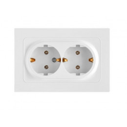 Розетка 2-ая (скрытая, с/з,) белая,  Astrum, BYLECTRICA