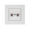 Розетка компьютерная 2xRJ45 (Cat5e, скрытая) белая, RITA, MUTLUSAN